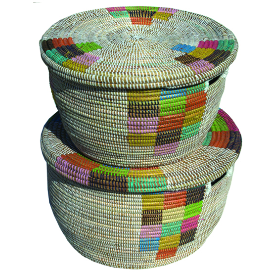 Baskets, Beads & Basics > Wasmand en Speelgoed manden Platte deksel senegal